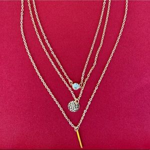 Gold Plated Necklace with 3 Pendants